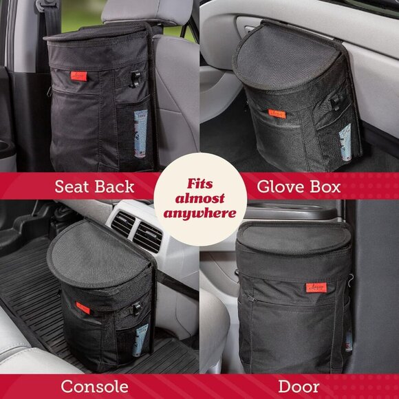 Spill-Proof Car Trash Can 2.5 Gallon - Easy-to-Clean Hanging Garbage Bin - Leak- - Picture 6 of 10
